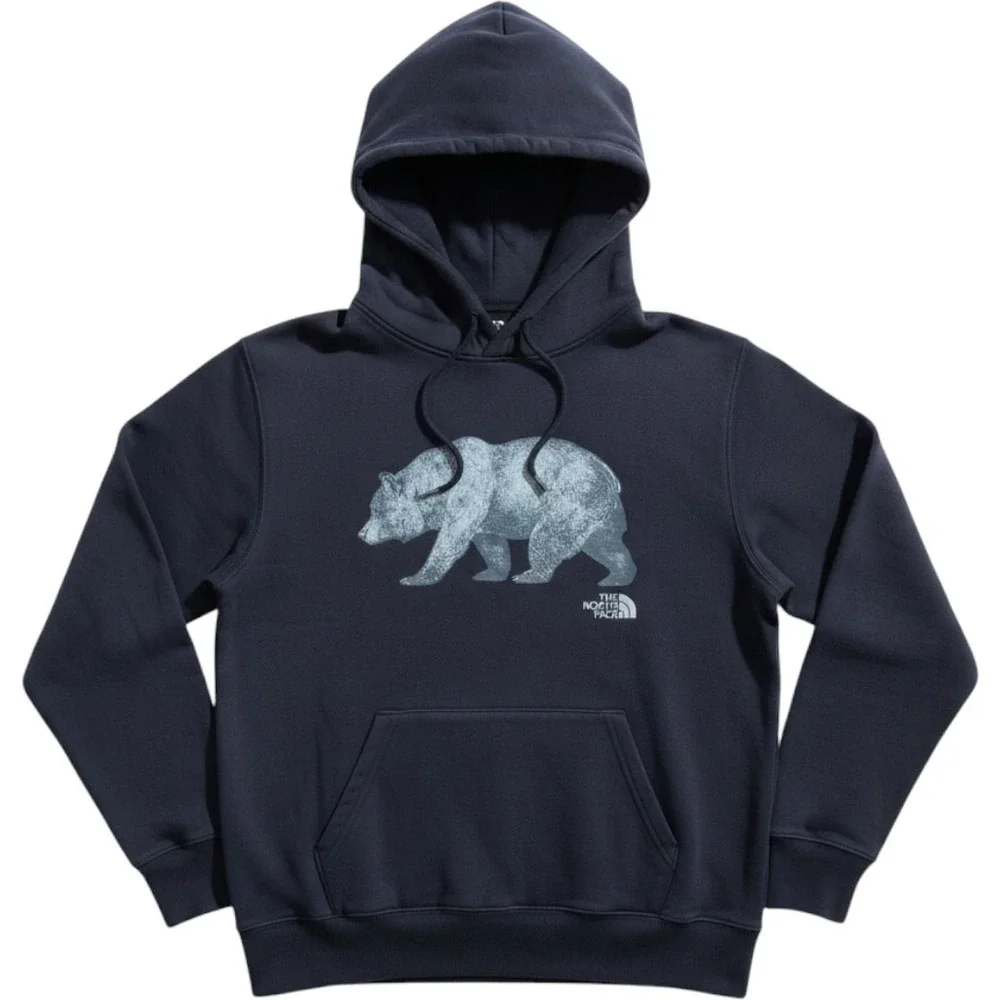 The North Face Mens Navy Blue Grizzly Bear Graphic Pullover Hoodie M Gorpcore
